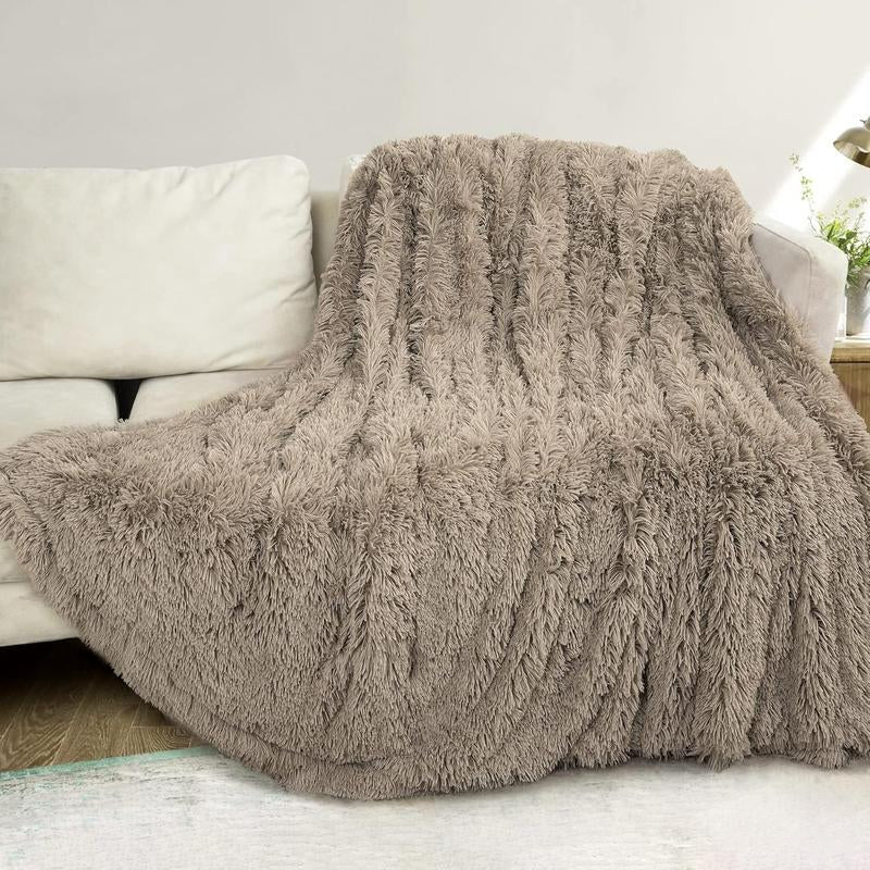 Super Fluffy Throw Blanket, Faux Fuzzy Blanket for Couch Sofa Bed, 50X60 Inches, Cream White