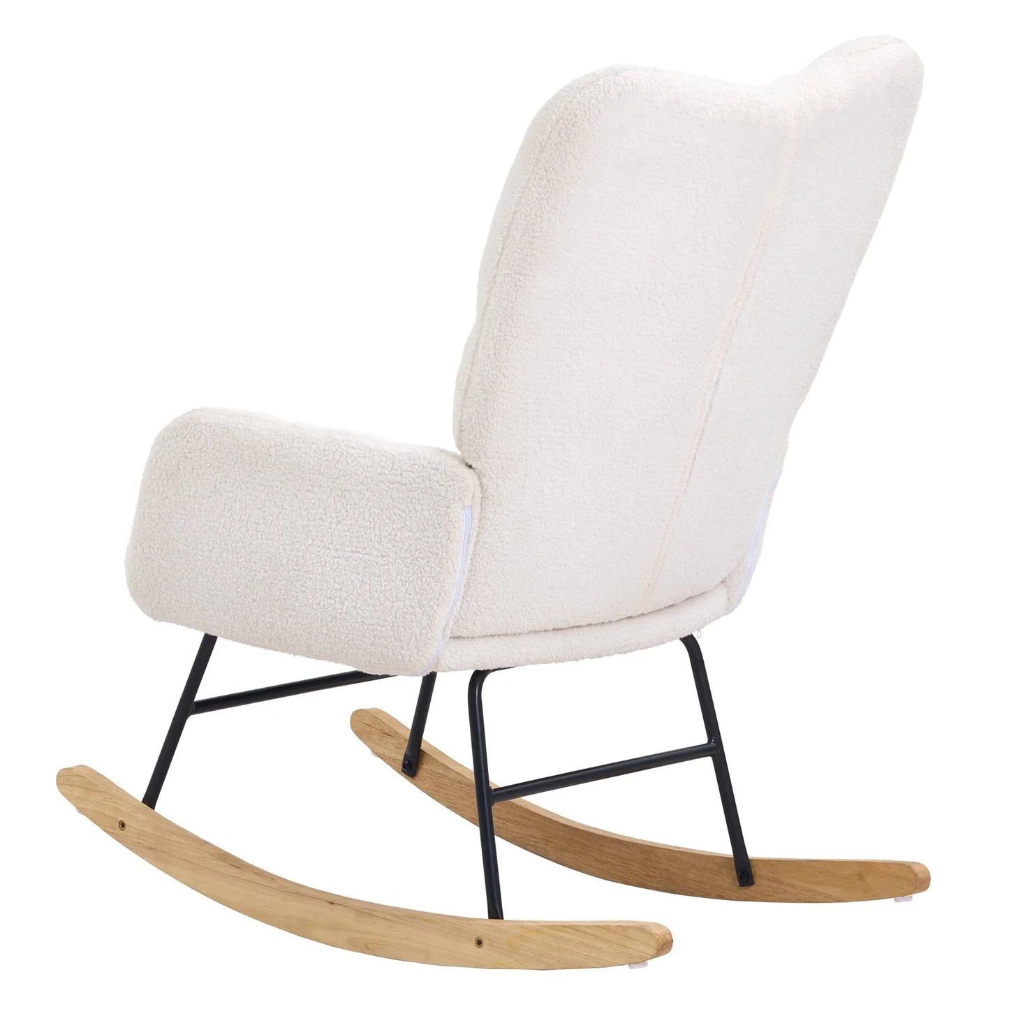 VEVOR Rocking Chair Nursery, Glider Rocking Chair with Soft Seat and High Backrest, Electric Chair 250 Lbs Weight Capacity Teddy Fabric, Upholstered Glider Rocker Chair for Nursery, Bedroom, Living Room, Ivory White