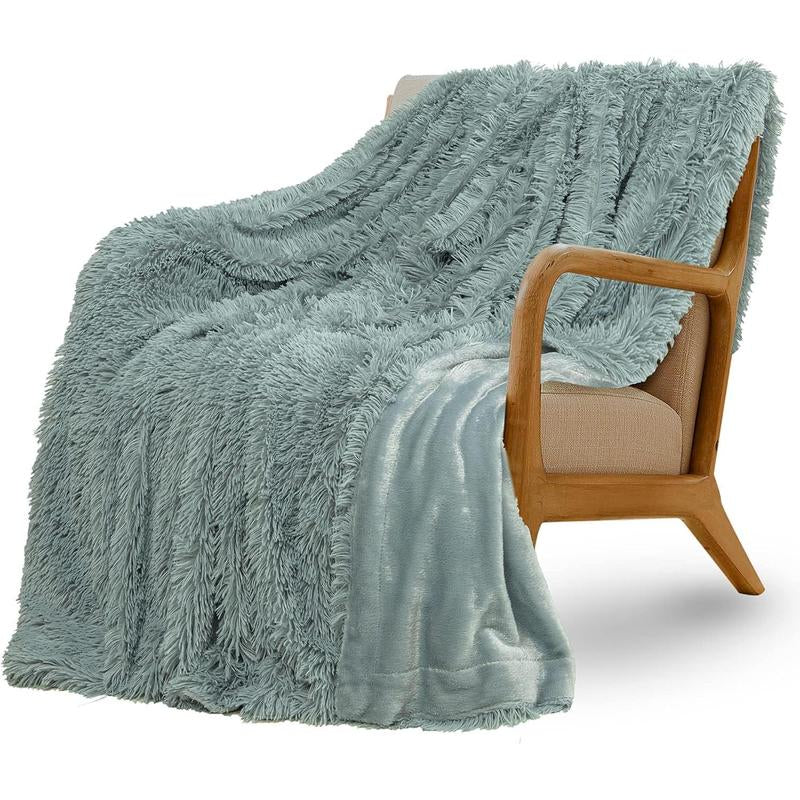 Super Fluffy Throw Blanket, Faux Fuzzy Blanket for Couch Sofa Bed, 50X60 Inches, Cream White