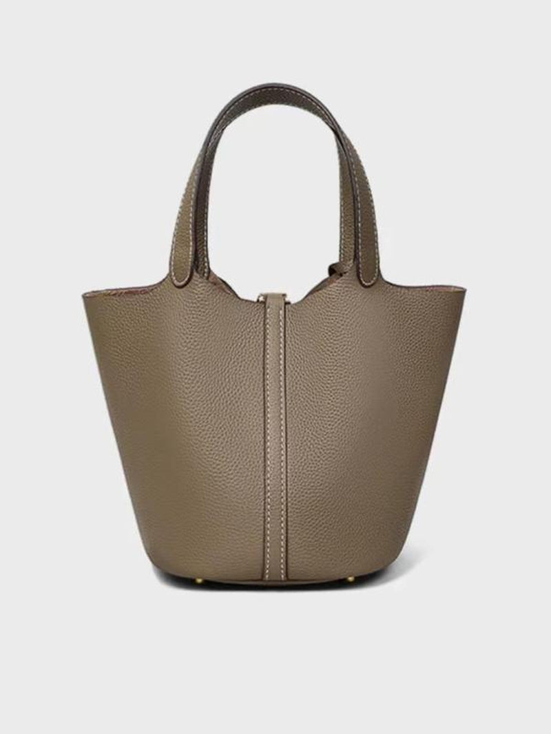 Women'S Fashionable Plain Color Leather Bag, Gifts for Girlfriend, Casual Versatile Handbag Satchel Purse with Lock Design, Trendy All-Match Handbag for Daily Use