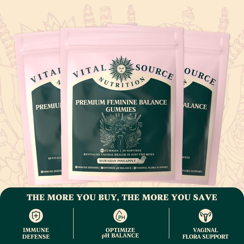 Vital Source Feminine Balance Gummies – Hawaiian Pineapple (New and Improved Packaging)