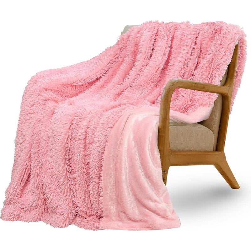 Super Fluffy Throw Blanket, Faux Fuzzy Blanket for Couch Sofa Bed, 50X60 Inches, Cream White