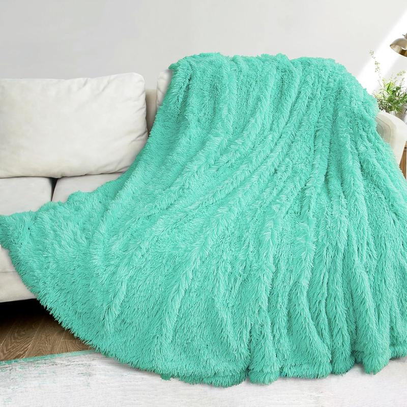 Super Fluffy Throw Blanket, Faux Fuzzy Blanket for Couch Sofa Bed, 50X60 Inches, Cream White