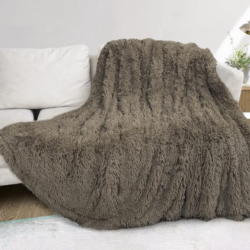 Super Fluffy Throw Blanket, Faux Fuzzy Blanket for Couch Sofa Bed, 50X60 Inches, Cream White
